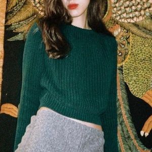 American Apparel Forest Green Cropped Sweater Size Small